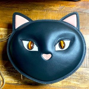 Kate Spade New York black leather Meow Cat Crossbody